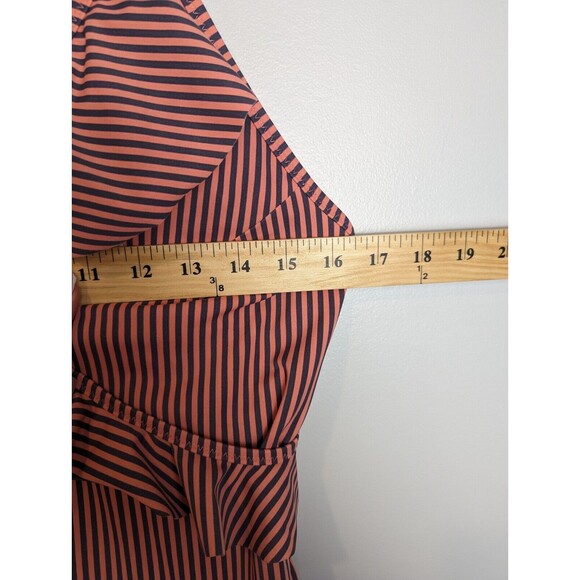 Motherhood Maternity Ruffle Front Tankini Top Striped Pink UPF50+ Size Large 1pc - Picture 4 of 11